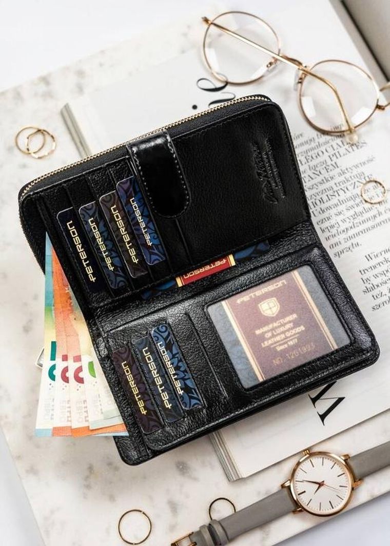 Portfel, czarny, skórzany, Peterson