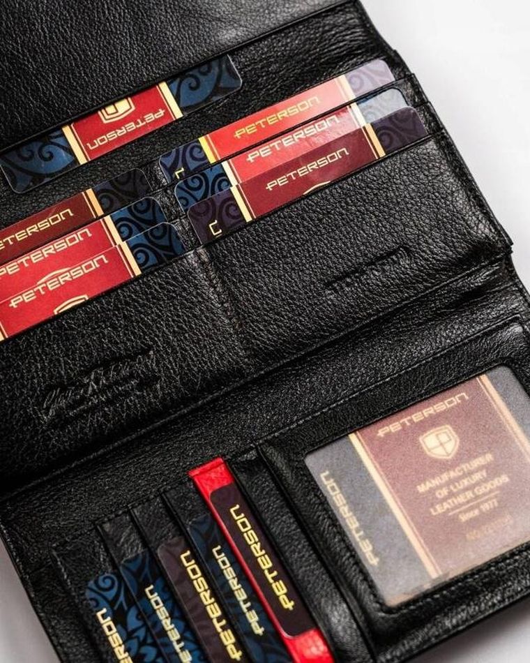 Portfel, czarny, skórzany, Peterson