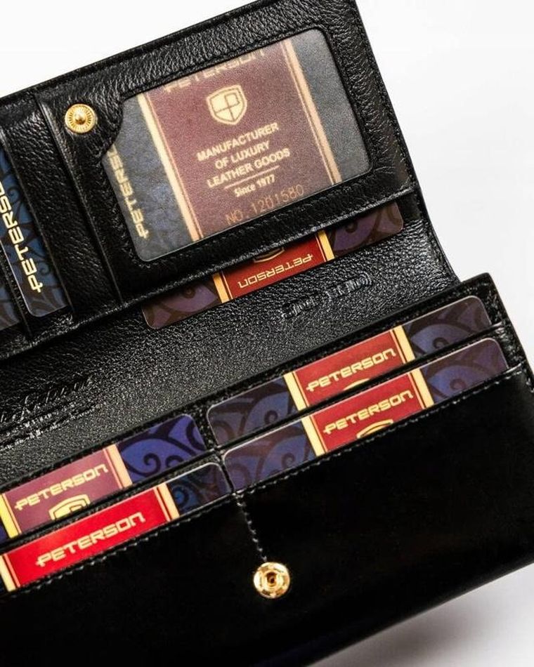 Portfel, czarny, skórzany, Peterson