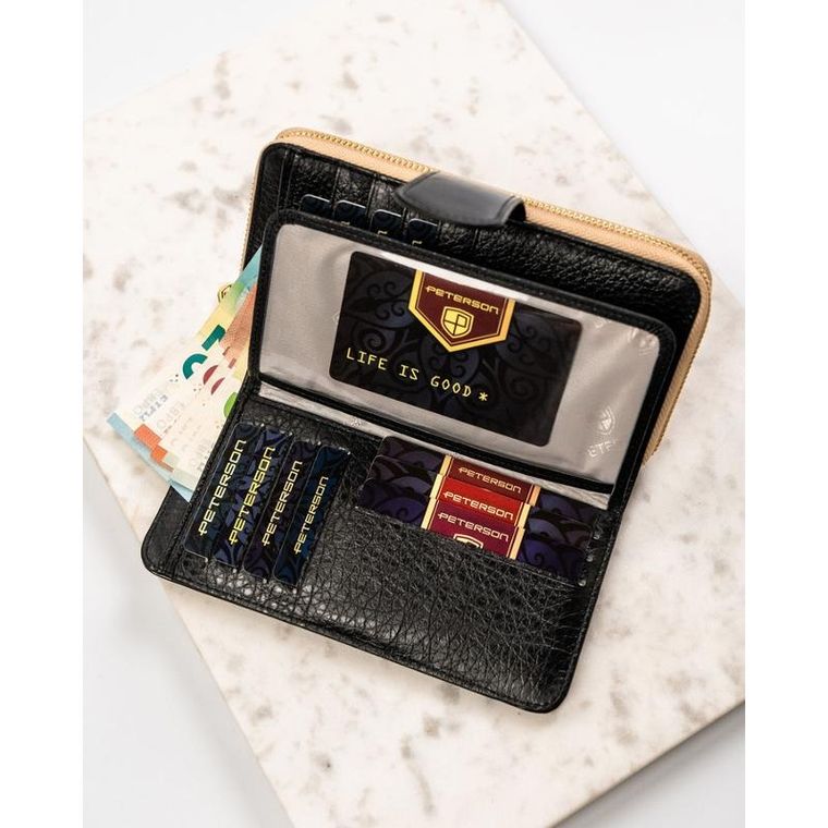 Portfel, czarny, skórzany, Peterson