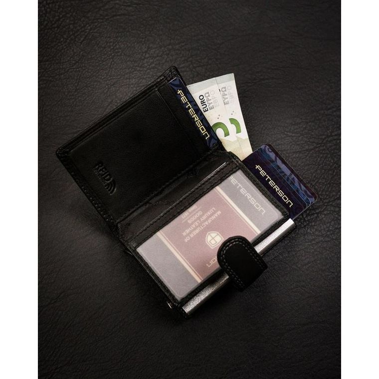 Portfel, czarny, skórzany, Peterson