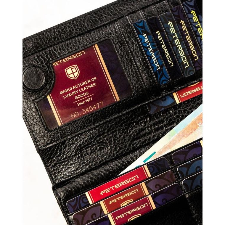 Portfel, czarny, skórzany, Peterson
