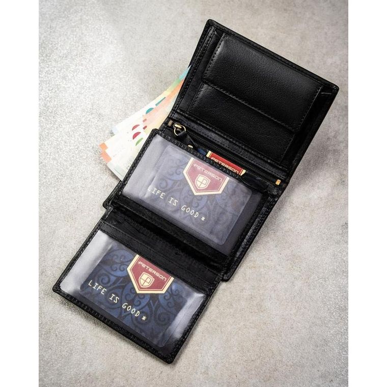 Portfel, czarny, skórzany, Peterson