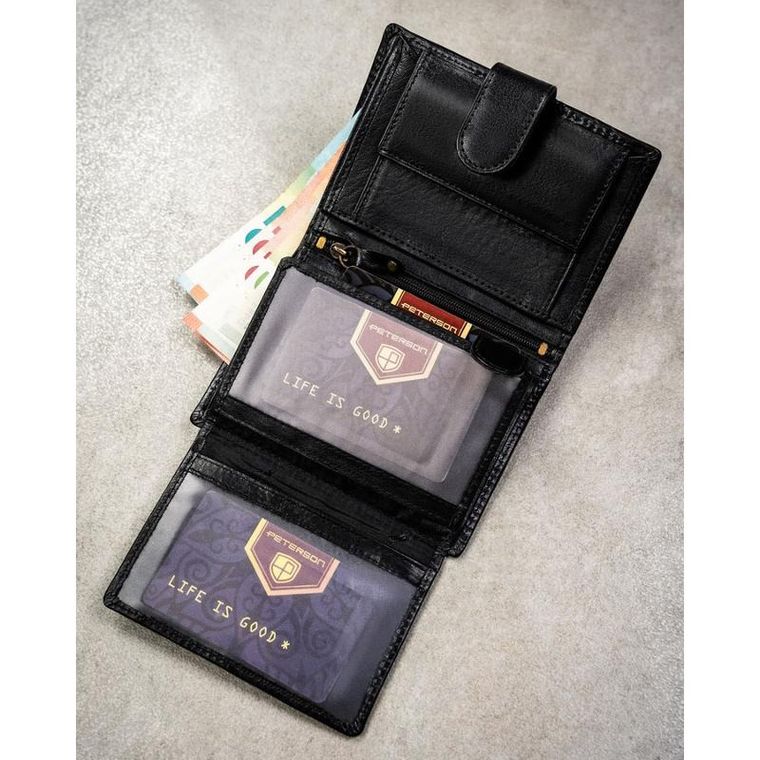 Portfel, czarny, skórzany, Peterson