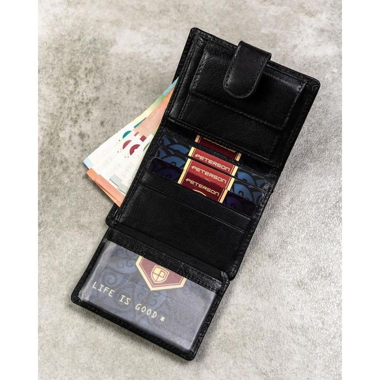 Portfel, czarny, skórzany, Peterson