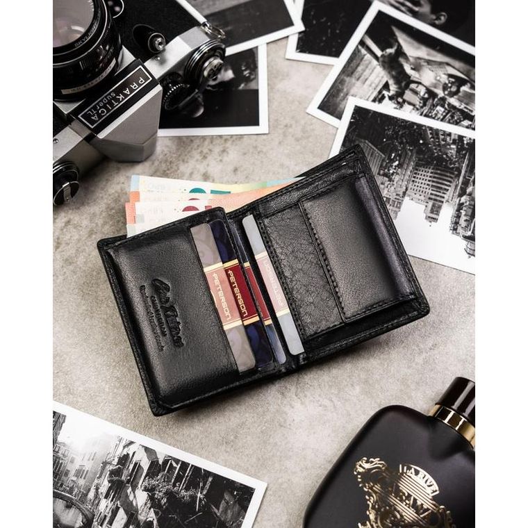 Portfel, czarny, skórzany, Peterson