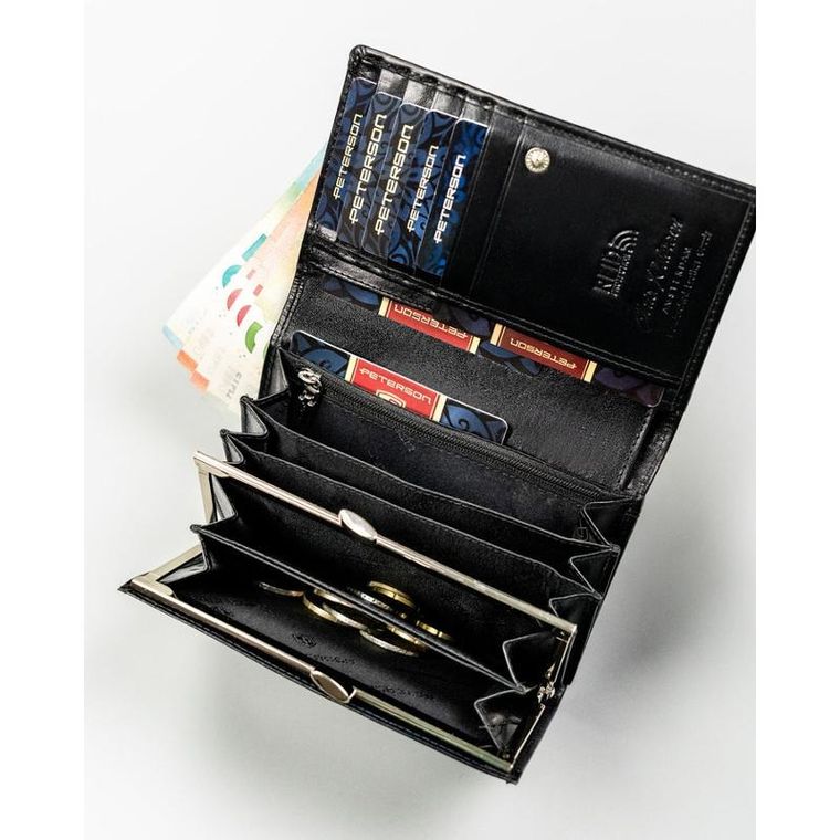 Portfel, czarny, skórzany, Peterson