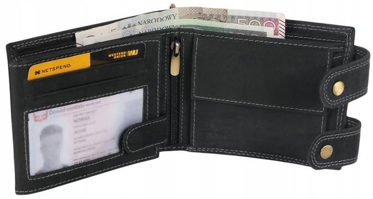 Portfel, czarny, skórzany, RFID, Always Wild