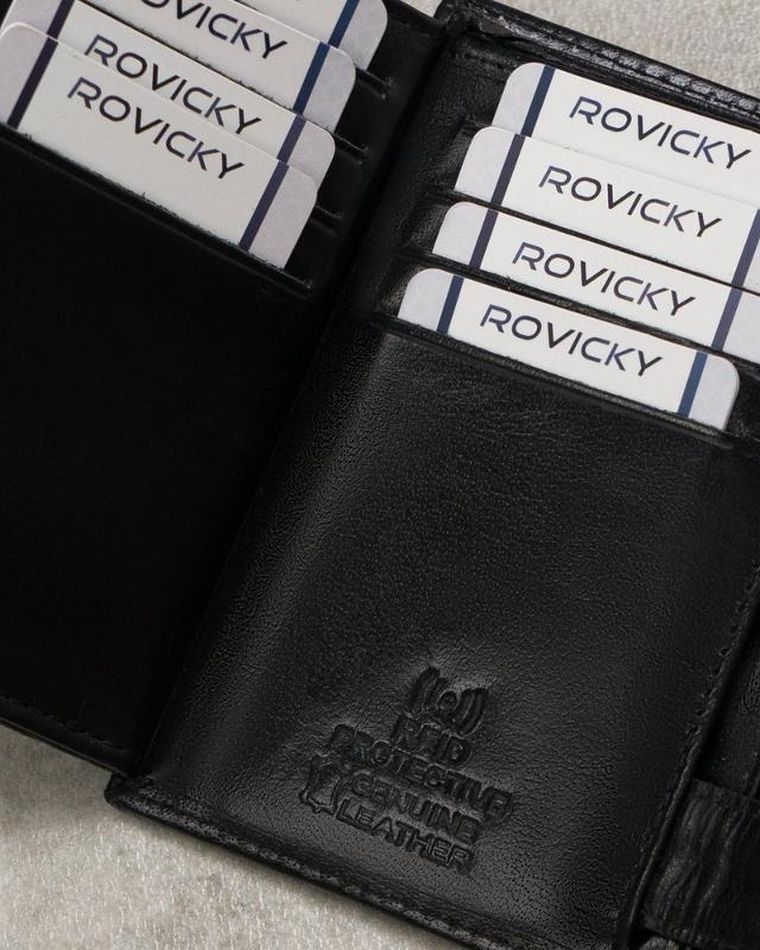 Portfel, czarny, skórzany, RFID, Cavaldi