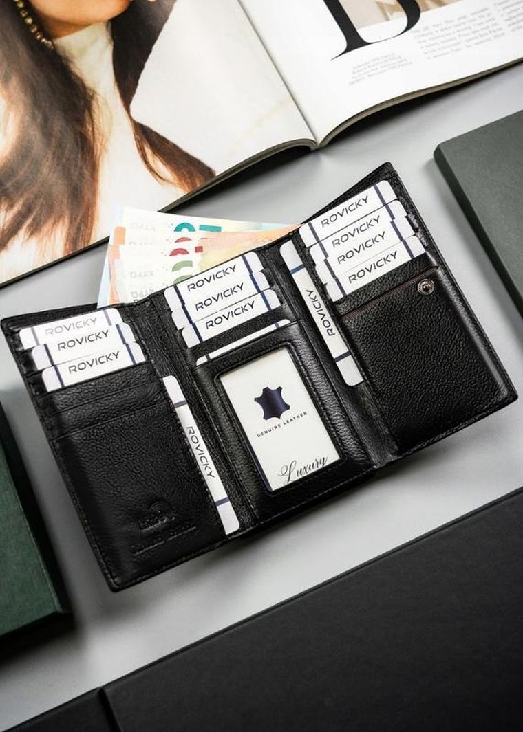 Portfel, czarny, skórzany, RFID, Cavaldi