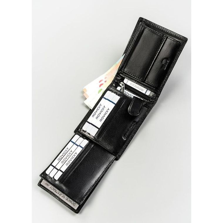 Portfel, czarny, skórzany, RFID, Loren