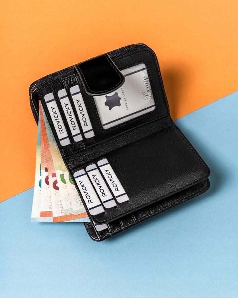 Portfel, czarny, skórzany, RFID, Lorenti