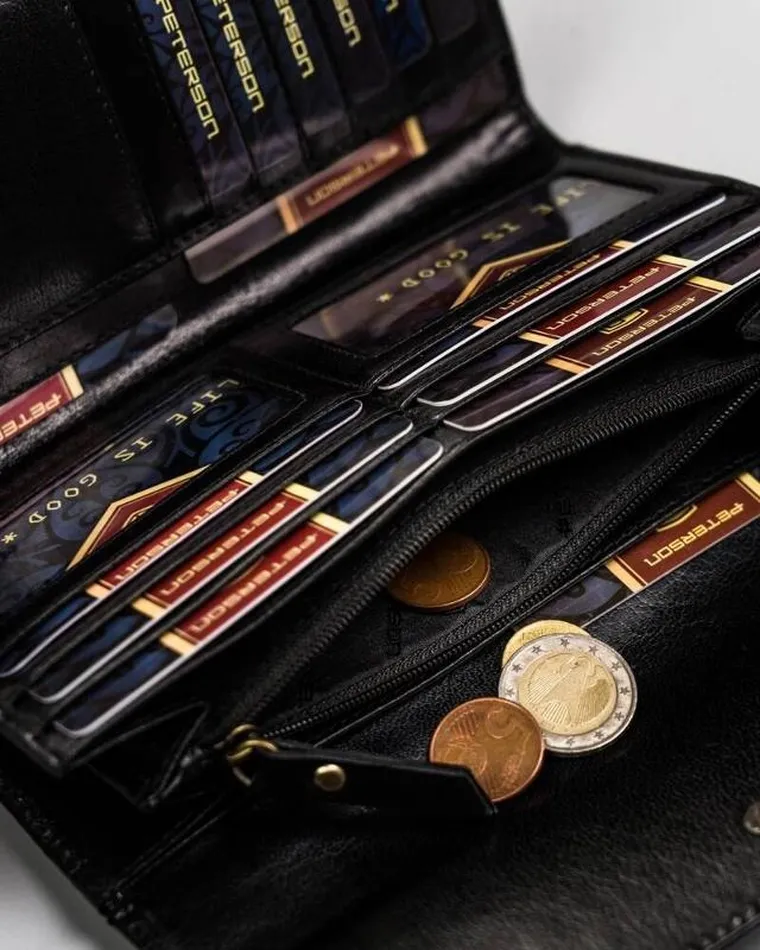 Portfel, czarny, skórzany, RFID, Peterson