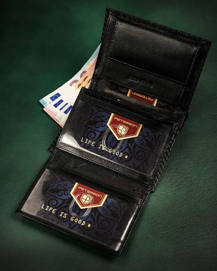 Portfel, czarny, skórzany, RFID, Peterson