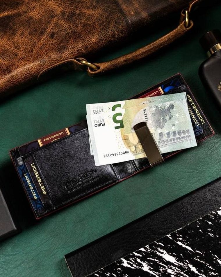 Portfel, czarny, skórzany, RFID, Peterson