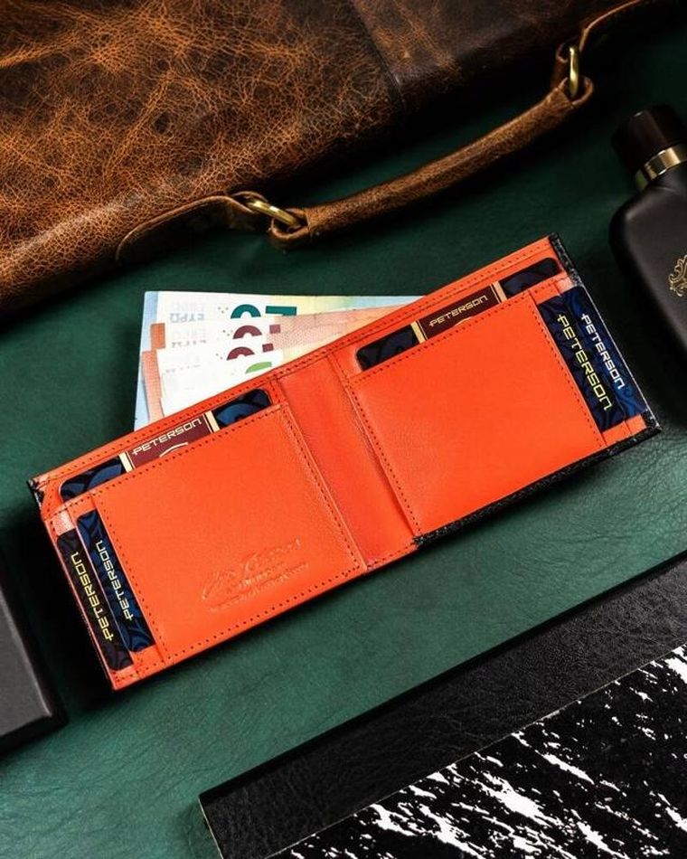 Portfel, czarny, skórzany, RFID, Peterson