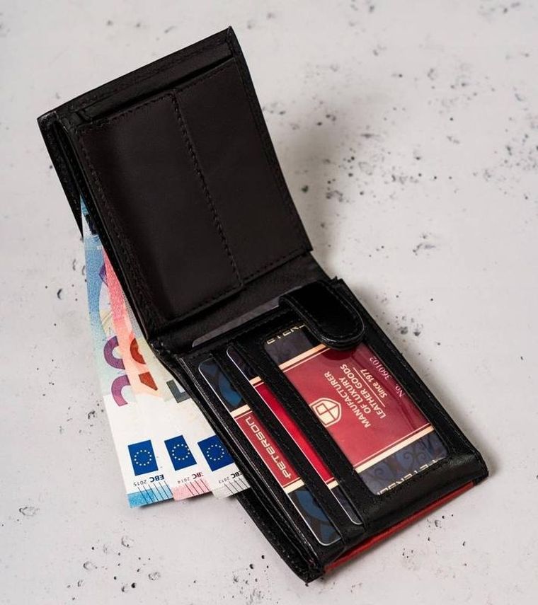 Portfel, czarny, skórzany, RFID, Peterson