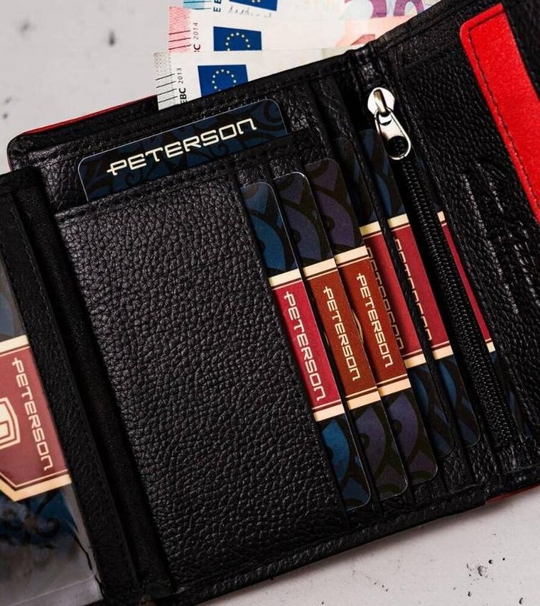 Portfel, czarny, skórzany, RFID, Peterson