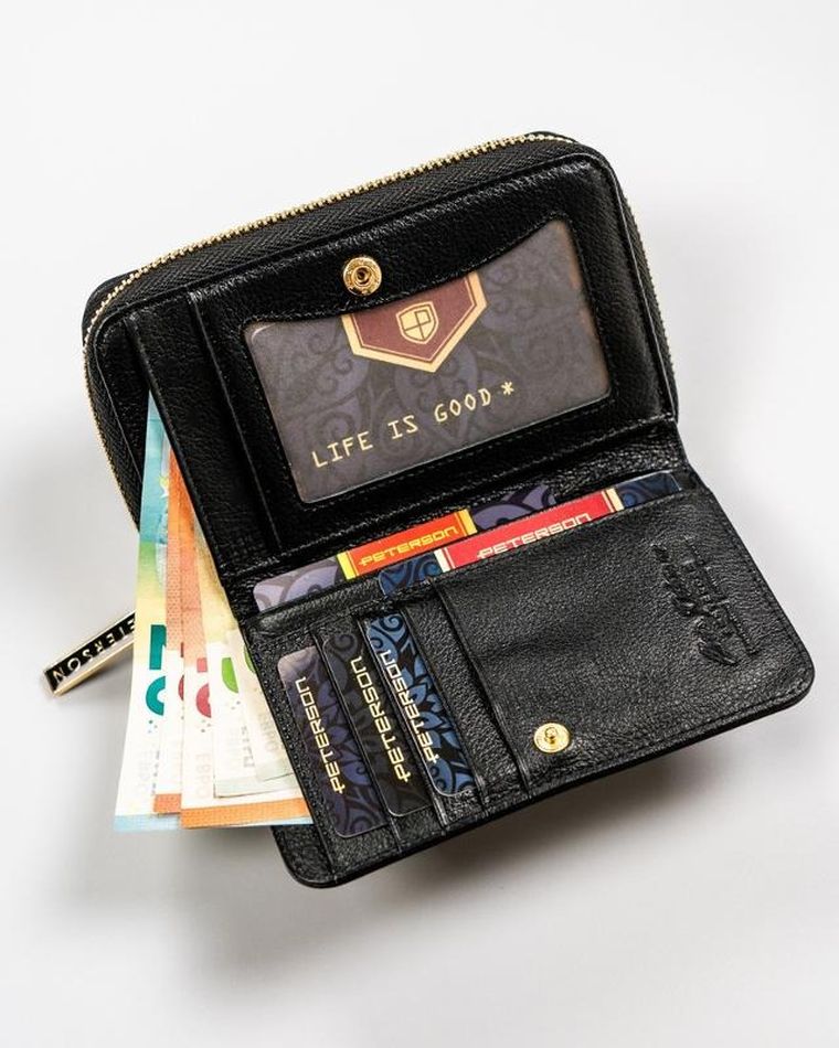 Portfel, czarny, skórzany, RFID, Peterson