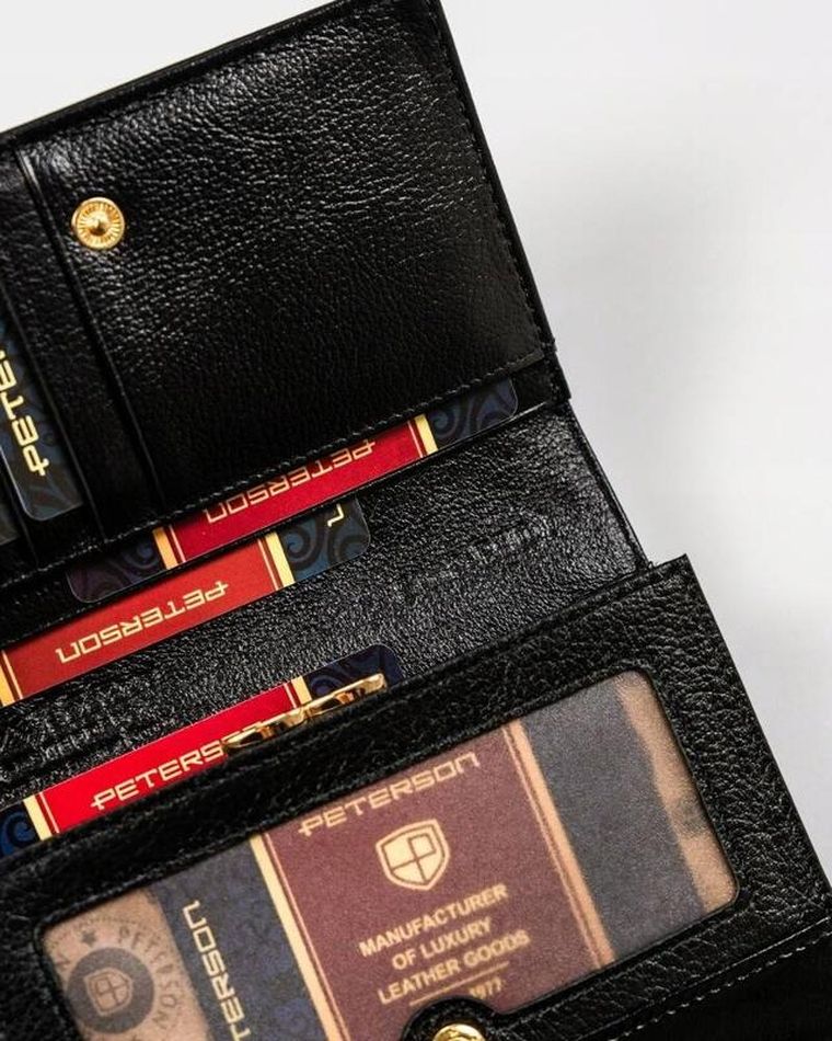 Portfel, czarny, skórzany, RFID, Peterson