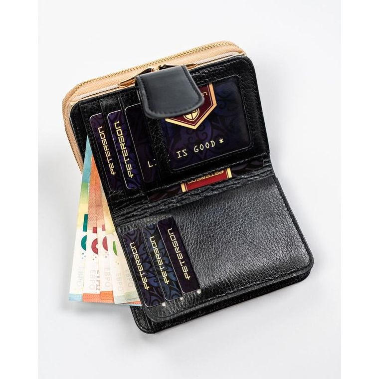 Portfel, czarny, skórzany, RFID, Peterson