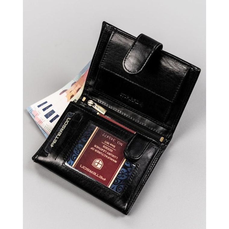 Portfel, czarny, skórzany, RFID, Peterson