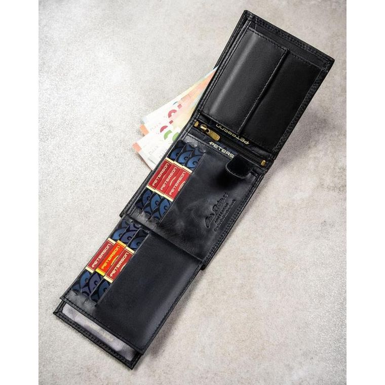 Portfel, czarny, skórzany, RFID, Peterson