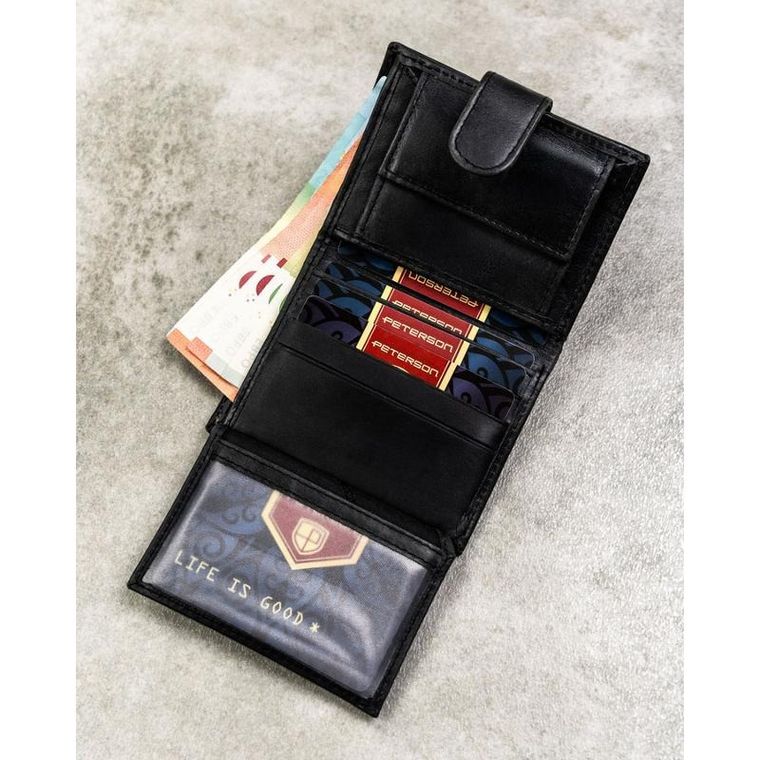 Portfel, czarny, skórzany, RFID, Peterson