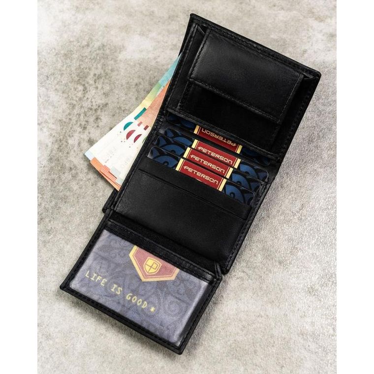 Portfel, czarny, skórzany, RFID, Peterson