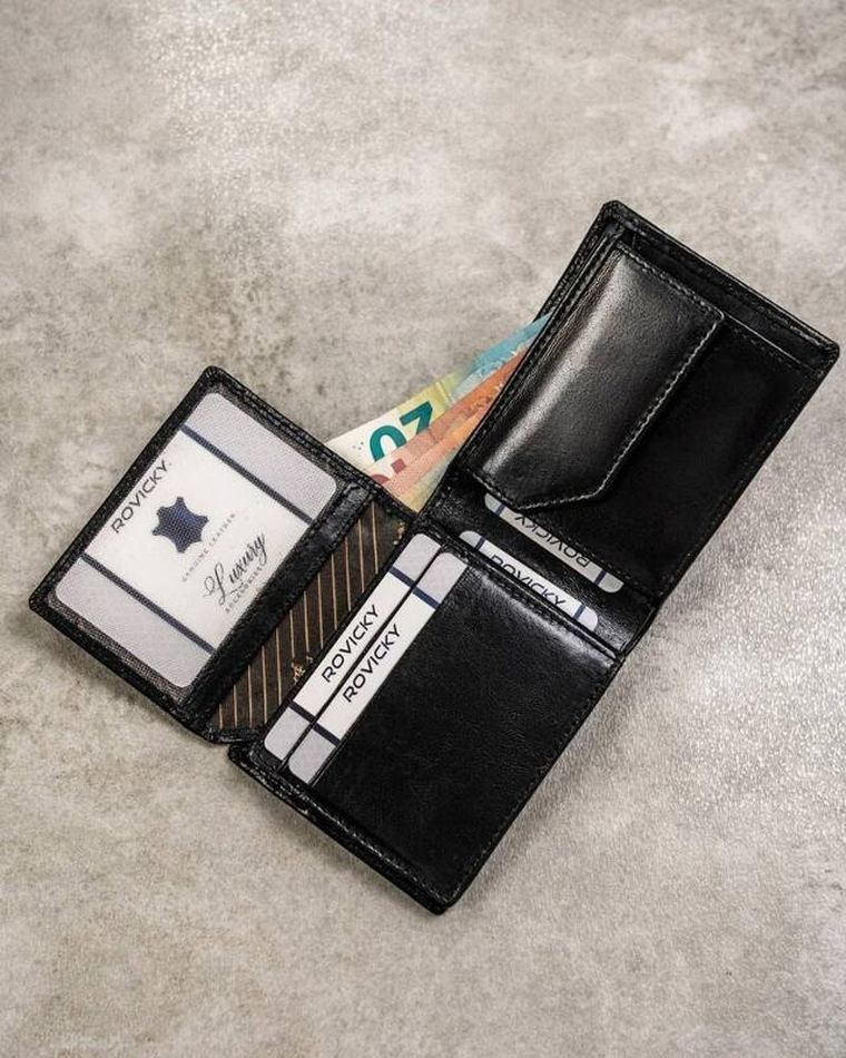 Portfel, czarny, skórzany, RFID, Pierre Andreus