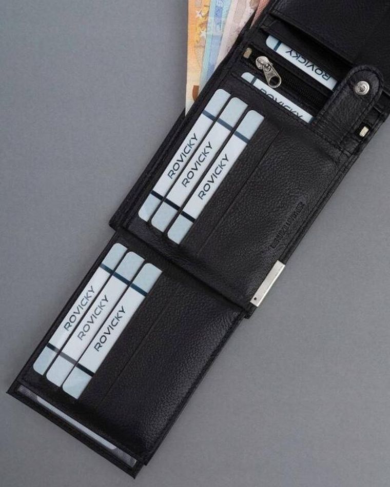 Portfel, czarny, skórzany, RFID, Ronaldo