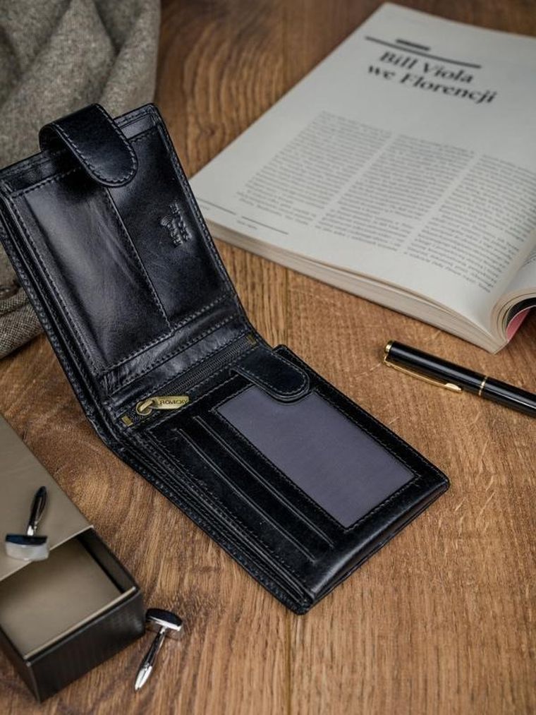 Portfel, czarny, skórzany, RFID, Rovicky