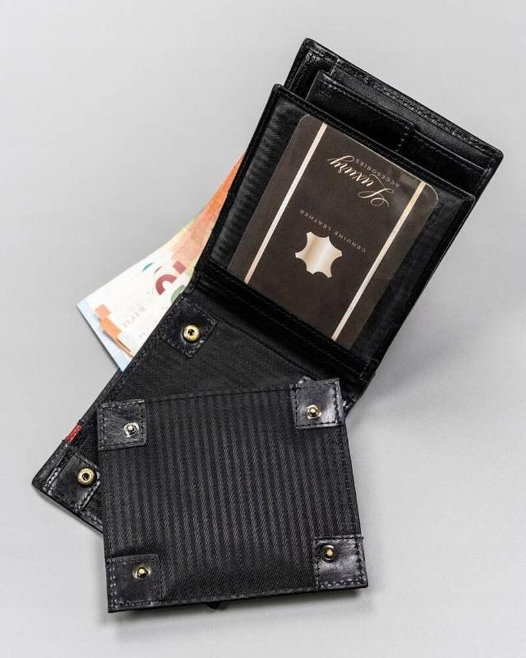 Portfel, czarny, skórzany, RFID, Rovicky