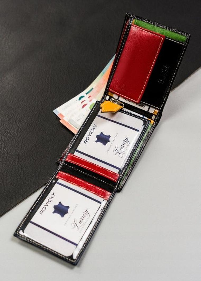 Portfel, czarny, skórzany, RFID, Rovicky