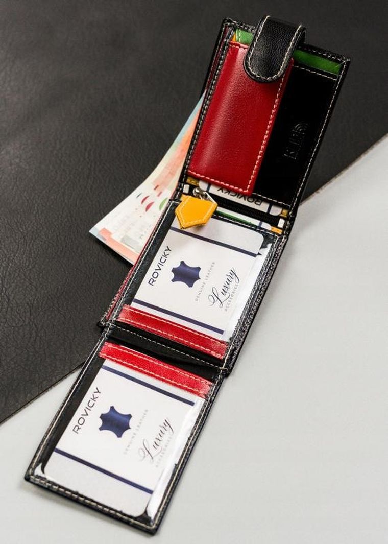 Portfel, czarny, skórzany, RFID, Rovicky