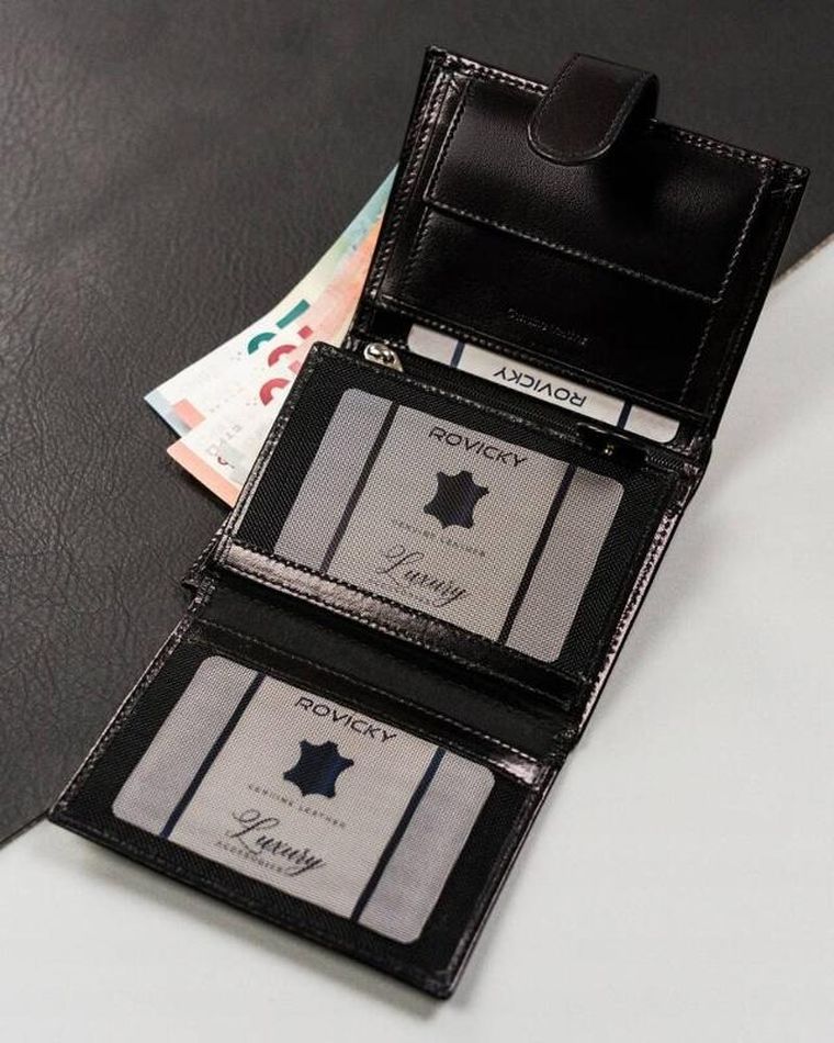 Portfel, czarny, skórzany, RFID, Rovicky