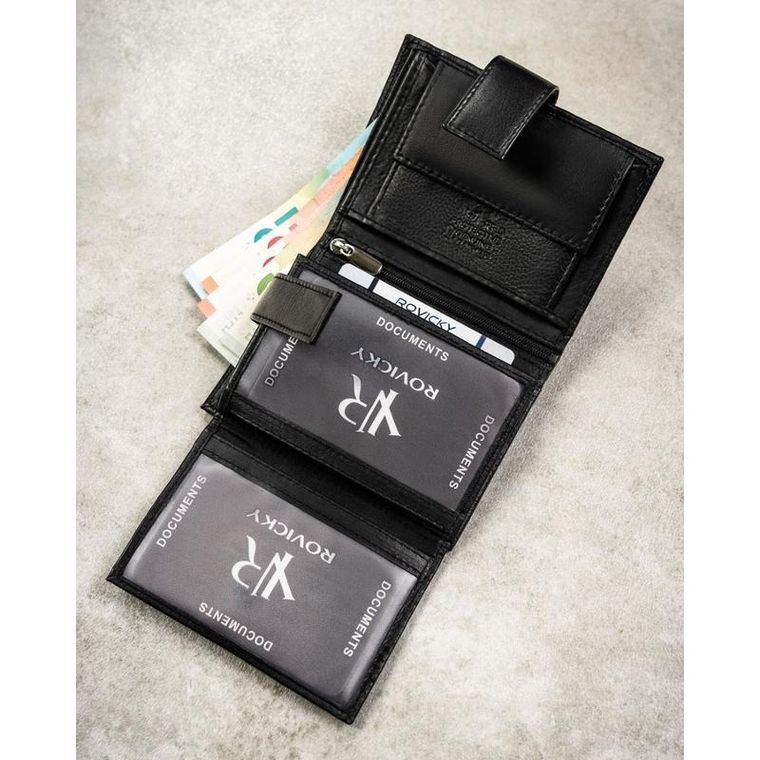 Portfel, czarny, skórzany, RFID, Rovicky