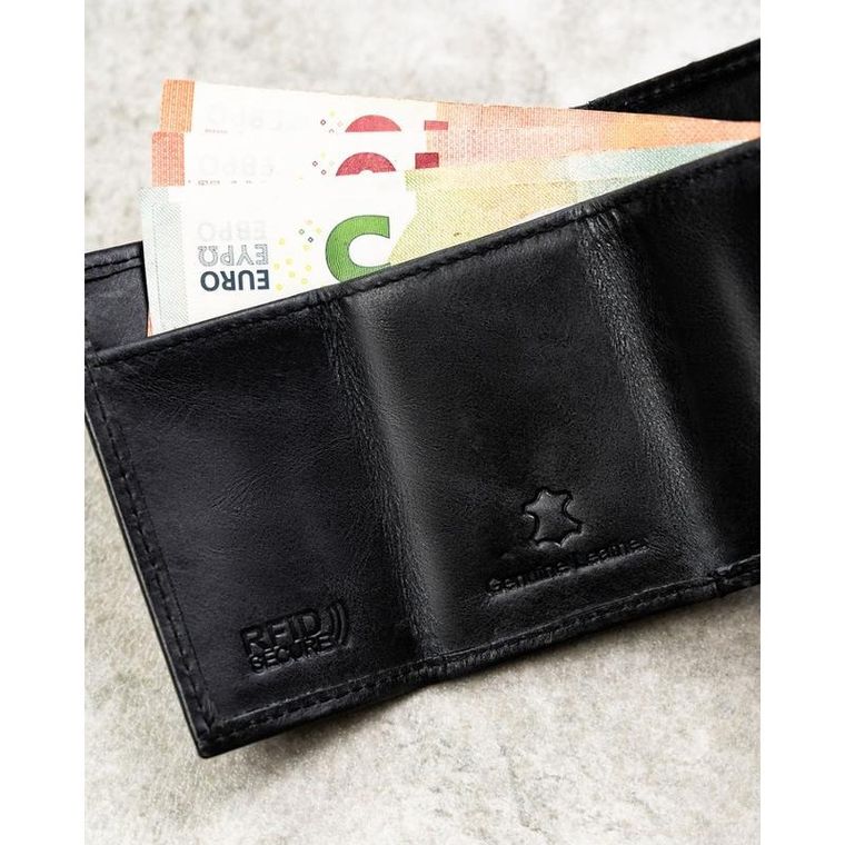 Portfel, czarny, skórzany, RFID, Rovicky