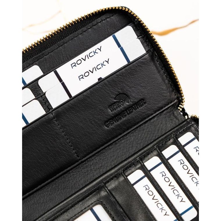 Portfel, czarny, skórzany, RFID, Rovicky