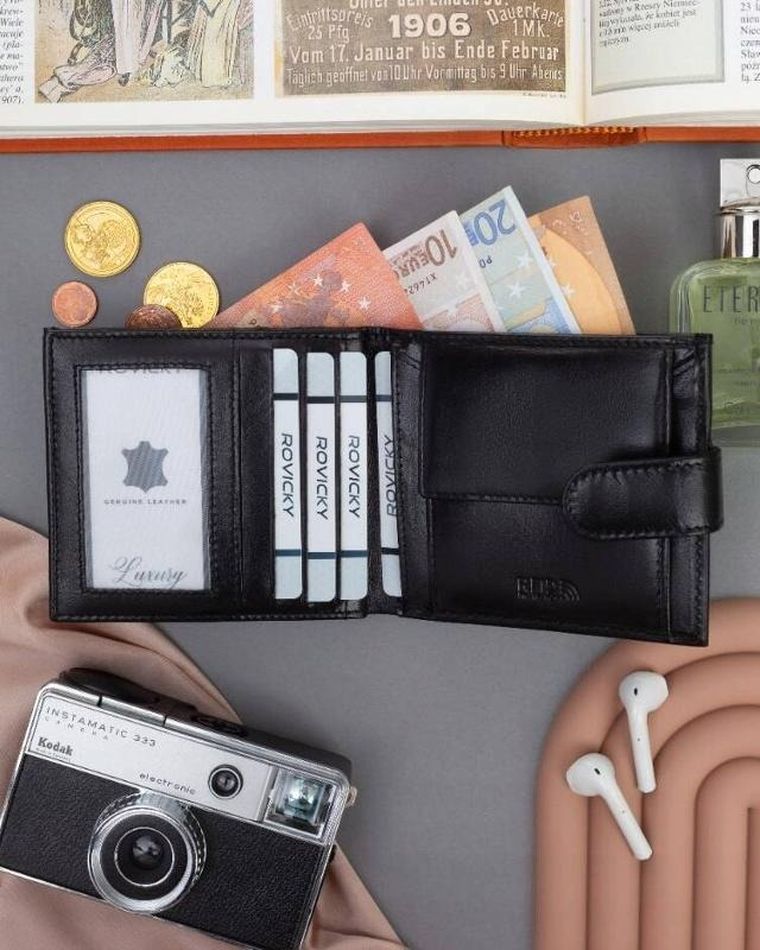 Portfel, czarny, skórzany, Ronaldo