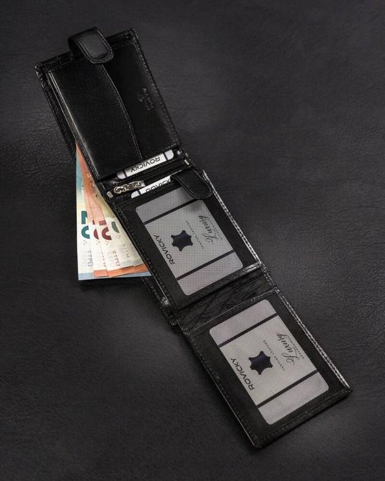 Portfel, czarny, skórzany, Rovicky