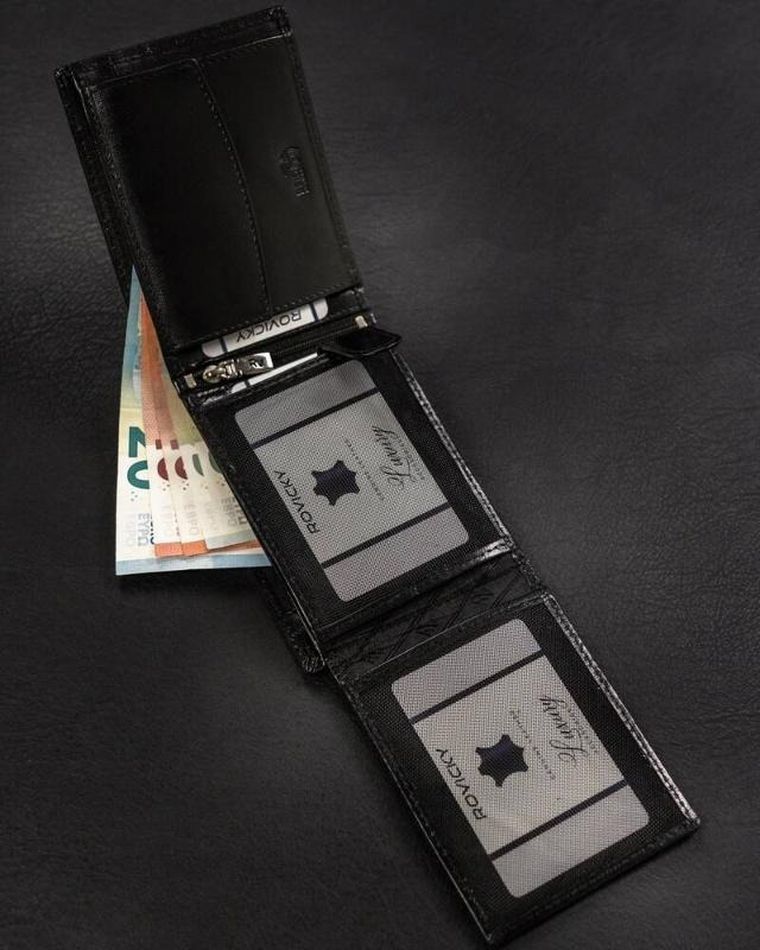 Portfel, czarny, skórzany, Rovicky