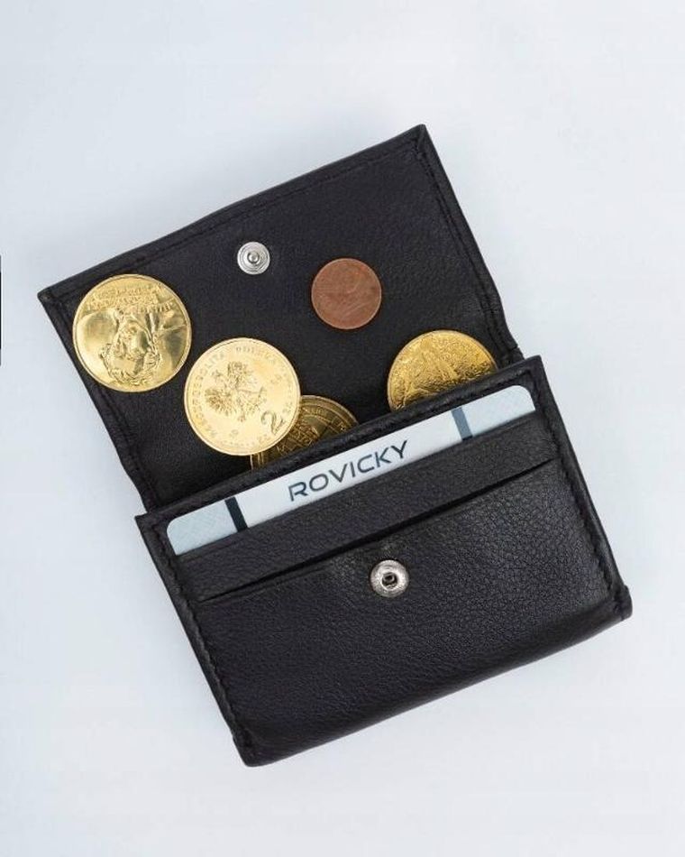 Portfel, czarny, skórzany, Rovicky