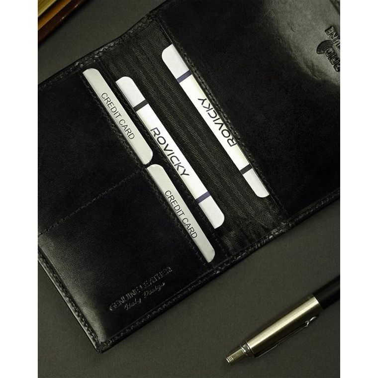 Portfel, czarny, skórzany, Rovicky