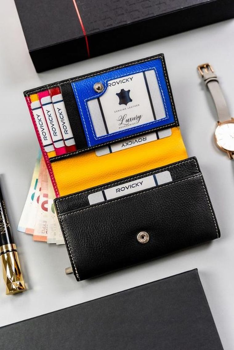Portfel, czarny, skórzany, Rovicky