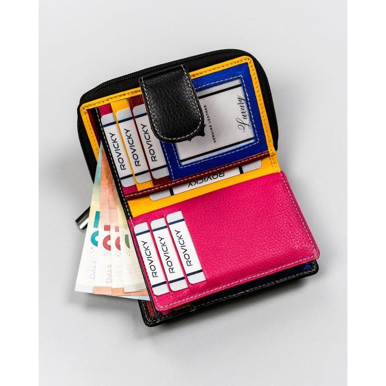 Portfel, czarny, skórzany, Rovicky