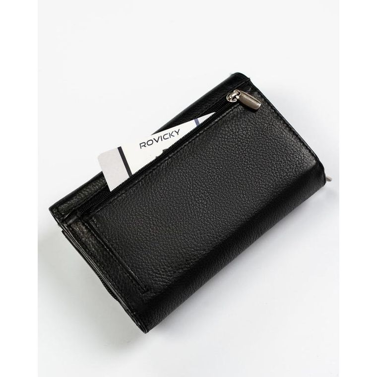 Portfel, czarny, skórzany, Rovicky
