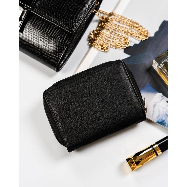 Portfel, czarny, skórzany, Rovicky