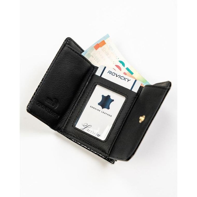 Portfel, czarny, skórzany, Rovicky