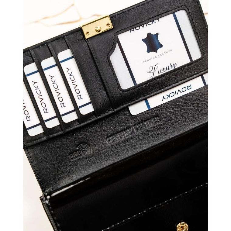 Portfel, czarny, skórzany, Rovicky